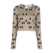 Argyle Cropped Sweaters Remain Birger Christensen , Beige , Dames