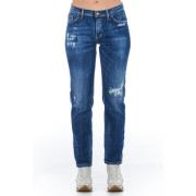 Blue Cotton Jeans Hijgen Frankie Morello , Blue , Dames