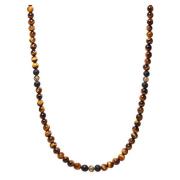 Beaded Necklace with Brown Tiger Eye and Gold Nialaya , Brown , Heren