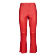 Leather Trousers Via Masini 80 , Red , Dames