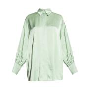 Rennie Satin Shirt Aeron , Green , Dames