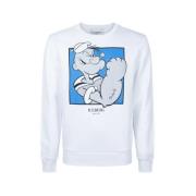 Wit Slim Fit Crew Neck Sweatshirt met Popeye Graphic Iceberg , White ,...