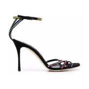 Zwarte sandalen met hoge hak en kristallen versiering Sergio Rossi , B...