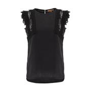 Mou Suede Enkellaars Mouwloze Tops Ermanno Scervino , Black , Dames