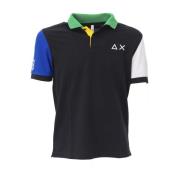 Tricolor Fluo Stretch Polo Shirt Sun68 , Black , Heren