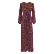 Long dress with belt and bow Kocca , Multicolor , Dames