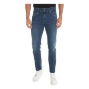 Stone Washed Slim Fit Denim Jeans Fay , Blue , Heren