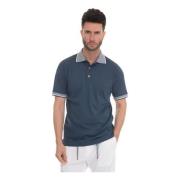 Polo shirt met korte mouwen en contrastafwerking Kiton , Blue , Heren