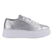 Zilveren Leren Lage Sneakers Crime London , Gray , Dames