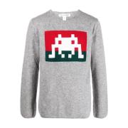 Grijze Sweaters met Pac-Amn Print Comme des Garçons , Gray , Heren