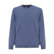 Wollen Crew-Neck Sweater Fedeli , Blue , Heren