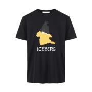 Daffy Face Print T-shirt Iceberg , Black , Heren
