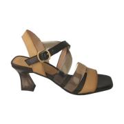 Beige en Zwart T-Strap Hoge Hak Sandalen Hispanitas , Beige , Dames