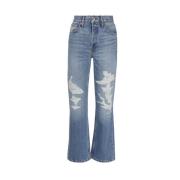 Klassieke Indigo Straight Jeans met Gescheurde Details Re/Done , Blue ...