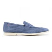 Korenbloemblauwe Su?de Loafers Kiton , Blue , Heren