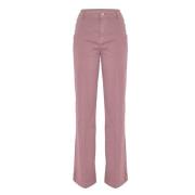 Rechte broek van stretchkatoen met decoratieve zijknopen Kocca , Pink ...