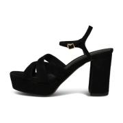 Zwarte Suède Nova Strap Hak Shoe the Bear , Black , Dames