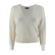 Gebreide trui met V-hals Twinset , Beige , Dames