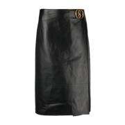 Zwarte Leren Logo-Plaque Rok Bally , Black , Dames