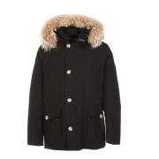 Winterjas, Zwarte Jas met Ritssluiting en Knoopsluiting Woolrich , Bla...