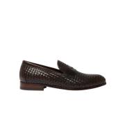 Handgemaakte Donkerbruine Geweven Penny Loafers Scarosso , Brown , Dam...