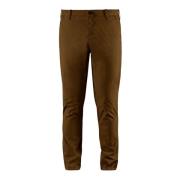 Stretch Poplin Chino Broek BomBoogie , Brown , Heren