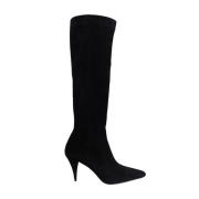 Verhoog je stijl met zwarte suède laarzen Saint Laurent , Black , Dame...