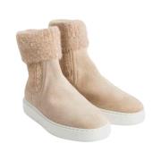 Stijlvolle Leren Laarzen Santoni , Beige , Dames