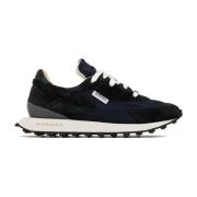 Blauwe Suède en Nylon Trainers RUN OF , Blue , Heren