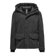 Korte wollen parka met capuchon BomBoogie , Gray , Heren