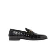 Zwarte Croco Horsebit Loafer Scarosso , Black , Heren