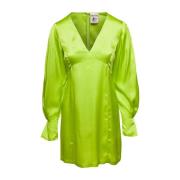 Lime Green V-Neck Silk Blend Dress Semicouture , Green , Dames