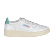 Witte Leren Sneakers met Geborduurd Logo Autry , White , Dames