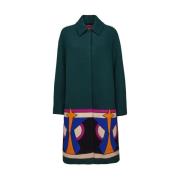 Color-Blocked Intarsia Boxy Coat La DoubleJ , Green , Dames