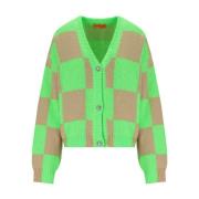 Groen en Beige Geruite Cardigan Stine Goya , Green , Dames