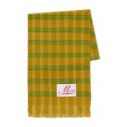 Gestreepte Wollen Sjaal met Logo Patch Marni , Yellow , Dames