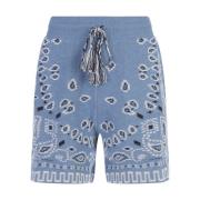 Cotton Piquet Bandana Shorts Alanui , Blue , Heren