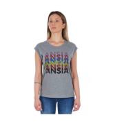 Grijze Katoenen Tops T-shirt met Voorkant Print Frankie Morello , Gray...