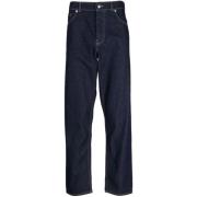 Blauwe Straight-Leg Katoenen Jeans Maison Kitsuné , Blue , Heren