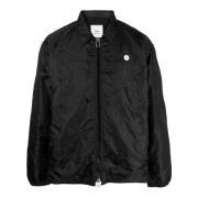 Zwarte gewatteerde jas met logo Oamc , Black , Heren