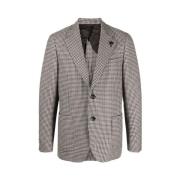 Houndstooth Patroon Blazer Lardini , Gray , Heren