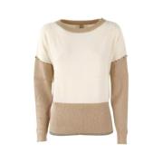Round-neck Knitwear YES ZEE , White , Dames