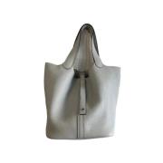 Pre-owned Leather handbags Hermès Vintage , Gray , Dames