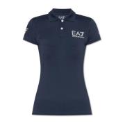 Polo shirt met logo Emporio Armani EA7 , Blue , Dames