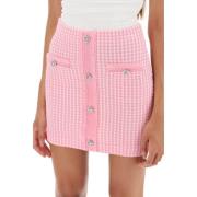 Lurex Gebreide Minirok met Diamanté Knopen Self Portrait , Pink , Dame...