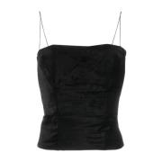 Velvet Bustier Top Forte Forte , Black , Dames