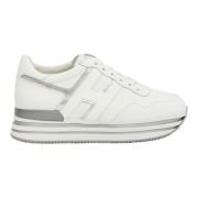 Witte Leren Midi Platform Sneakers Hogan , White , Dames