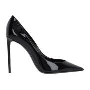 Leren pumps met patenteffect Saint Laurent , Black , Dames