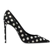 Satin Pumps met Pois Detail Saint Laurent , Black , Dames