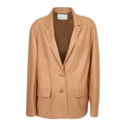 Lederen jas met kraag Drome , Beige , Dames